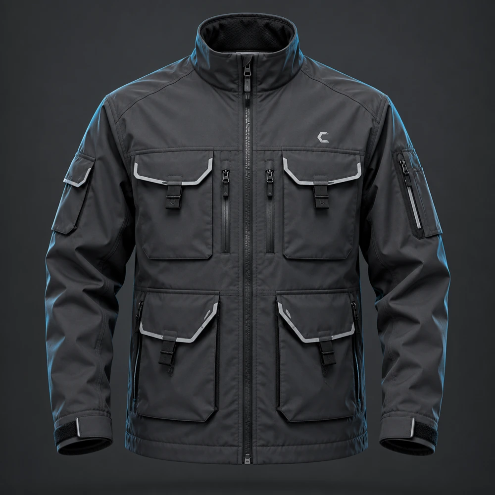 Echo Utility Jacket, Charcoal / Silver, Multiple pockets, reflective pocket accents