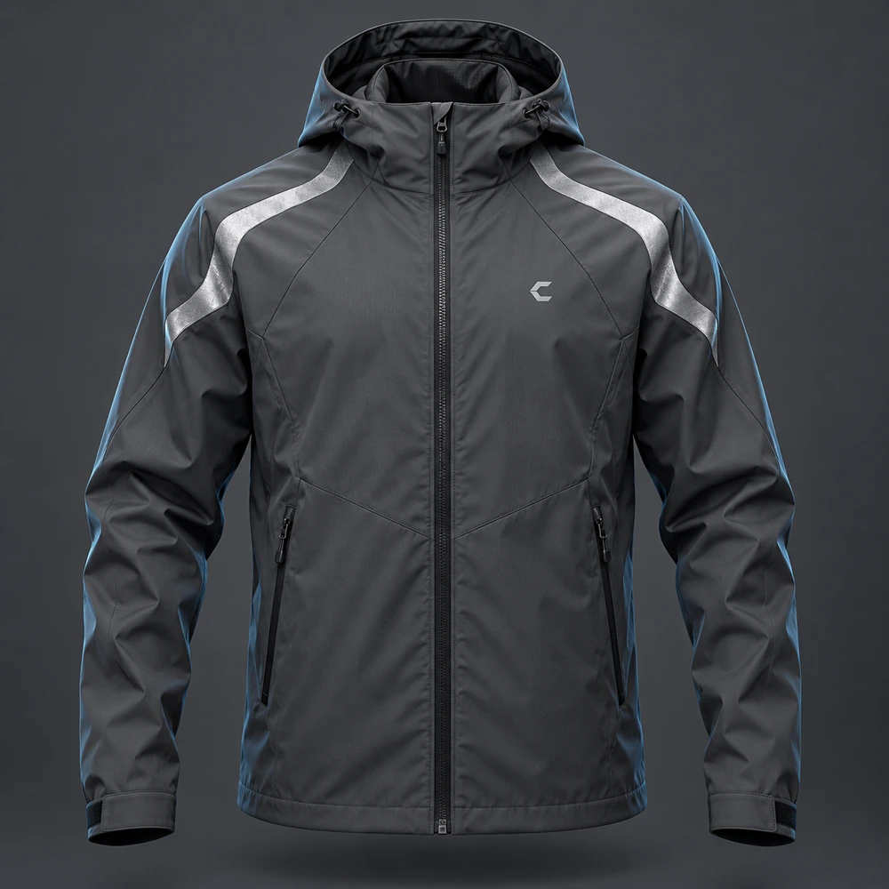 Halo Hooded Jacket, Graphite / Silver, Hood, mesh lining, curved shoulder panels